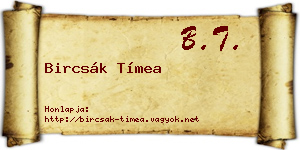 Bircsák Tímea névjegykártya
